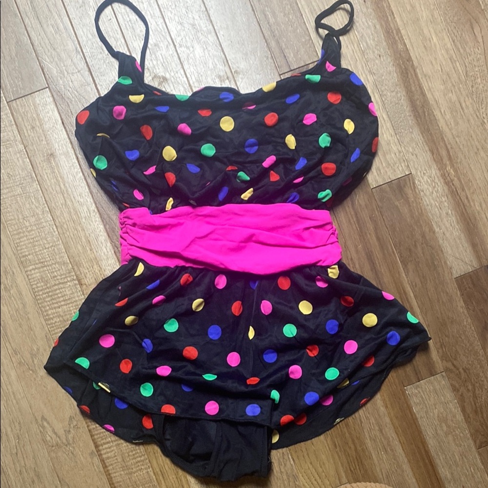 Vintage Shell Beach Swimsuit with Polka Dots size 8